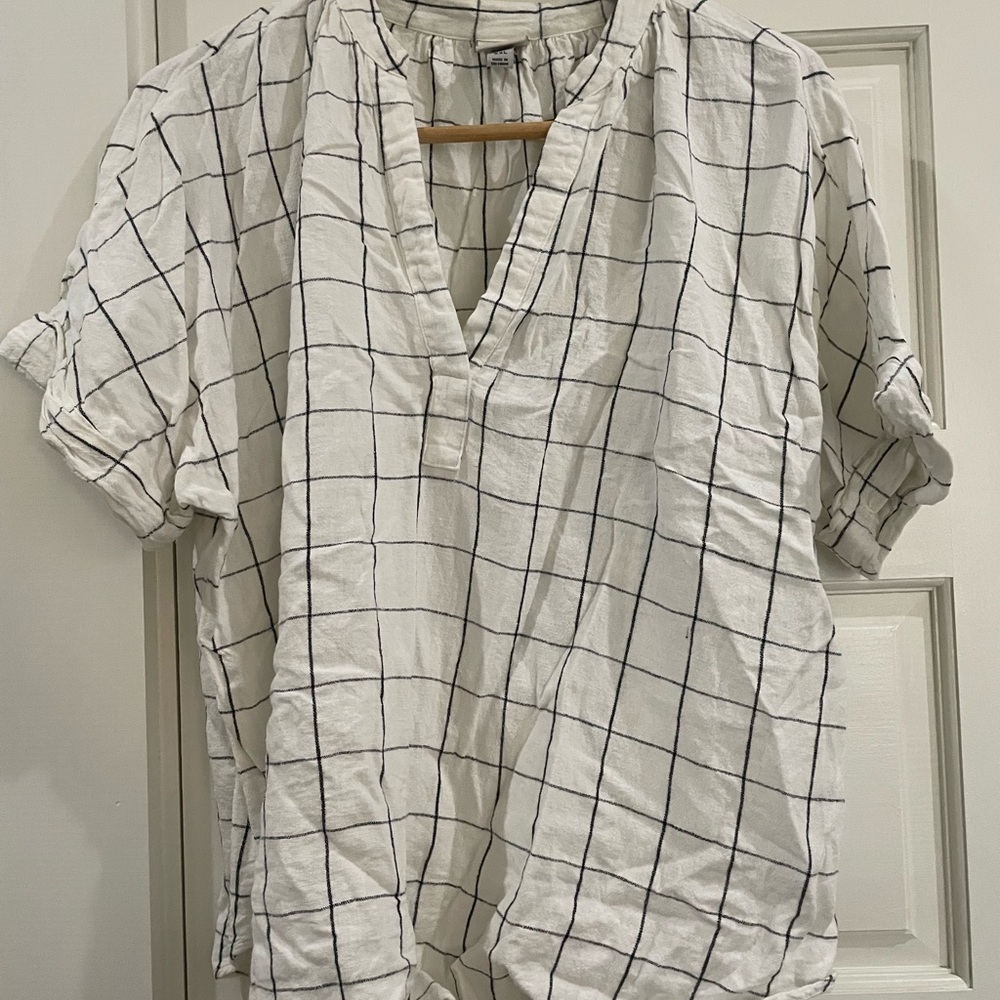 a new day Men's White and Black Grid Shirt